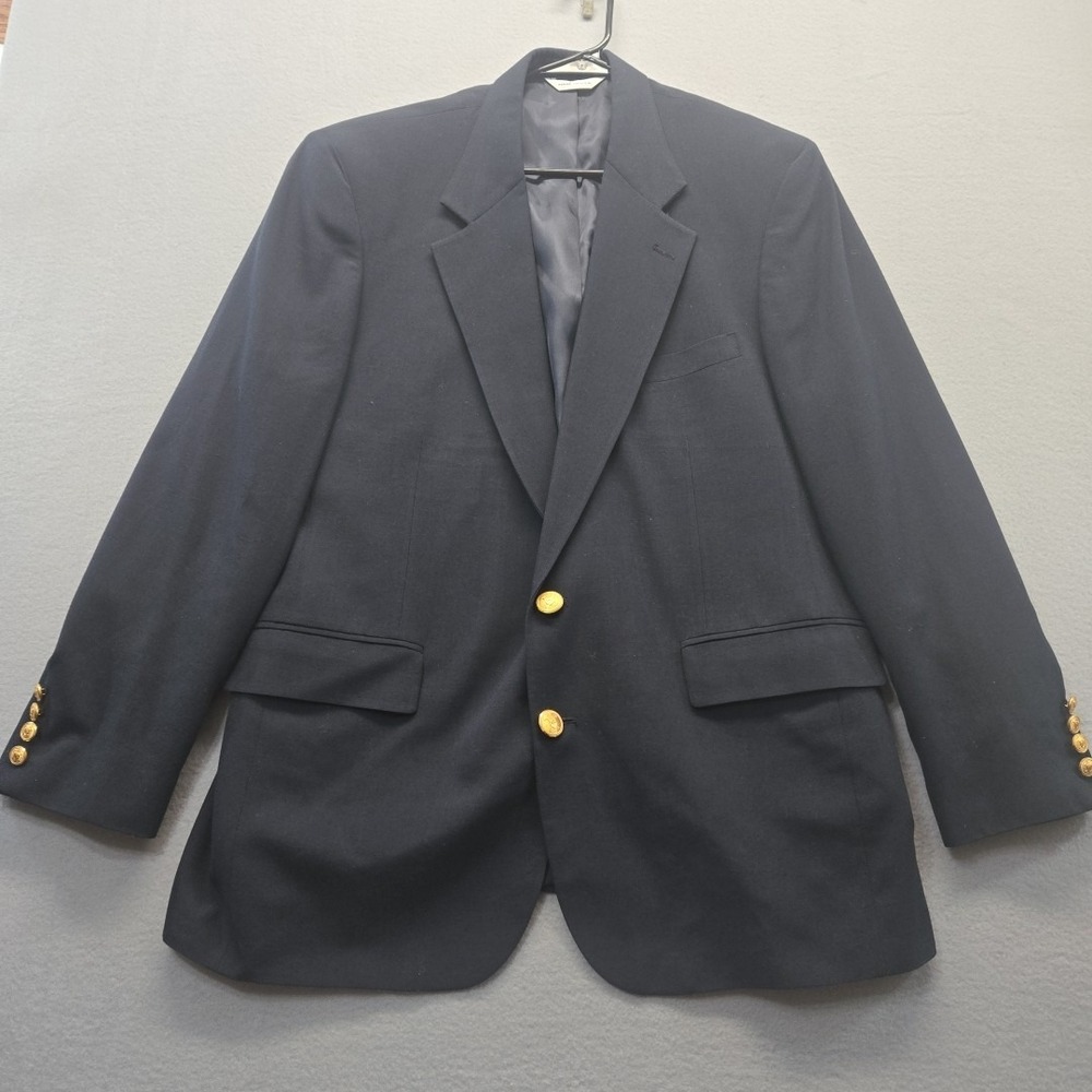 Polo University Club Ralph Lauren Mens 44R Navy Wool Blazer Gold Buttons USA VTG